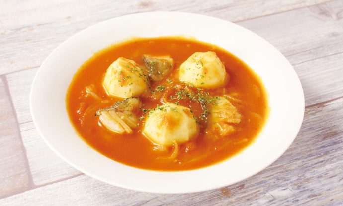 たらと里芋のトマトスープ