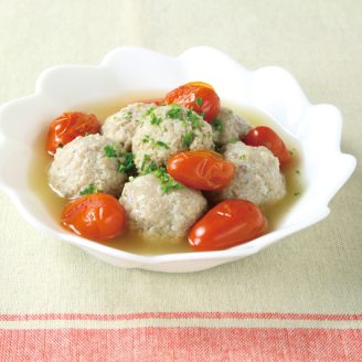 イタリアンミニトマトとつみれのコンソメ煮