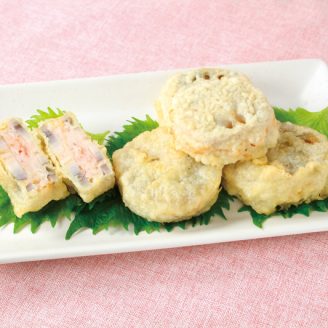 れんこんのえびはさみ揚げ