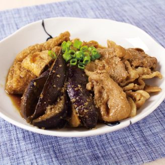 なすと豚肉のごま煮びたし