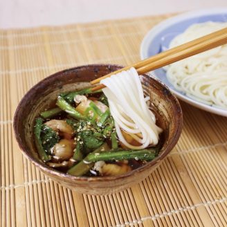 豚肉と小松菜のつけそうめん