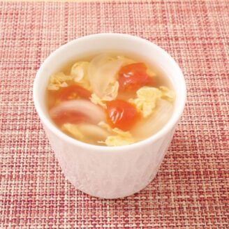 ミニトマトと玉ねぎのたまごスープ