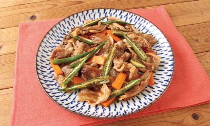 豚肉とオクラのしょうが焼き