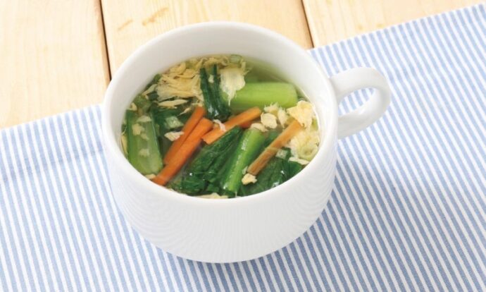 小松菜と卵の中華風スープ